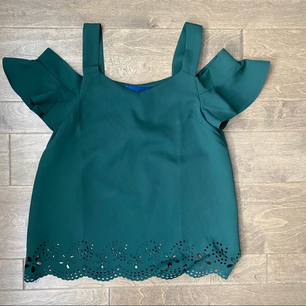 Francesca Collection blue rain  green top XS